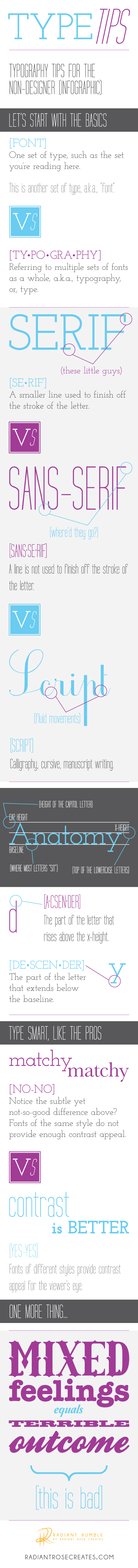 Type Tips (Typography Tips for the Non-Designer) Infographic + Radiant Rumble Blog